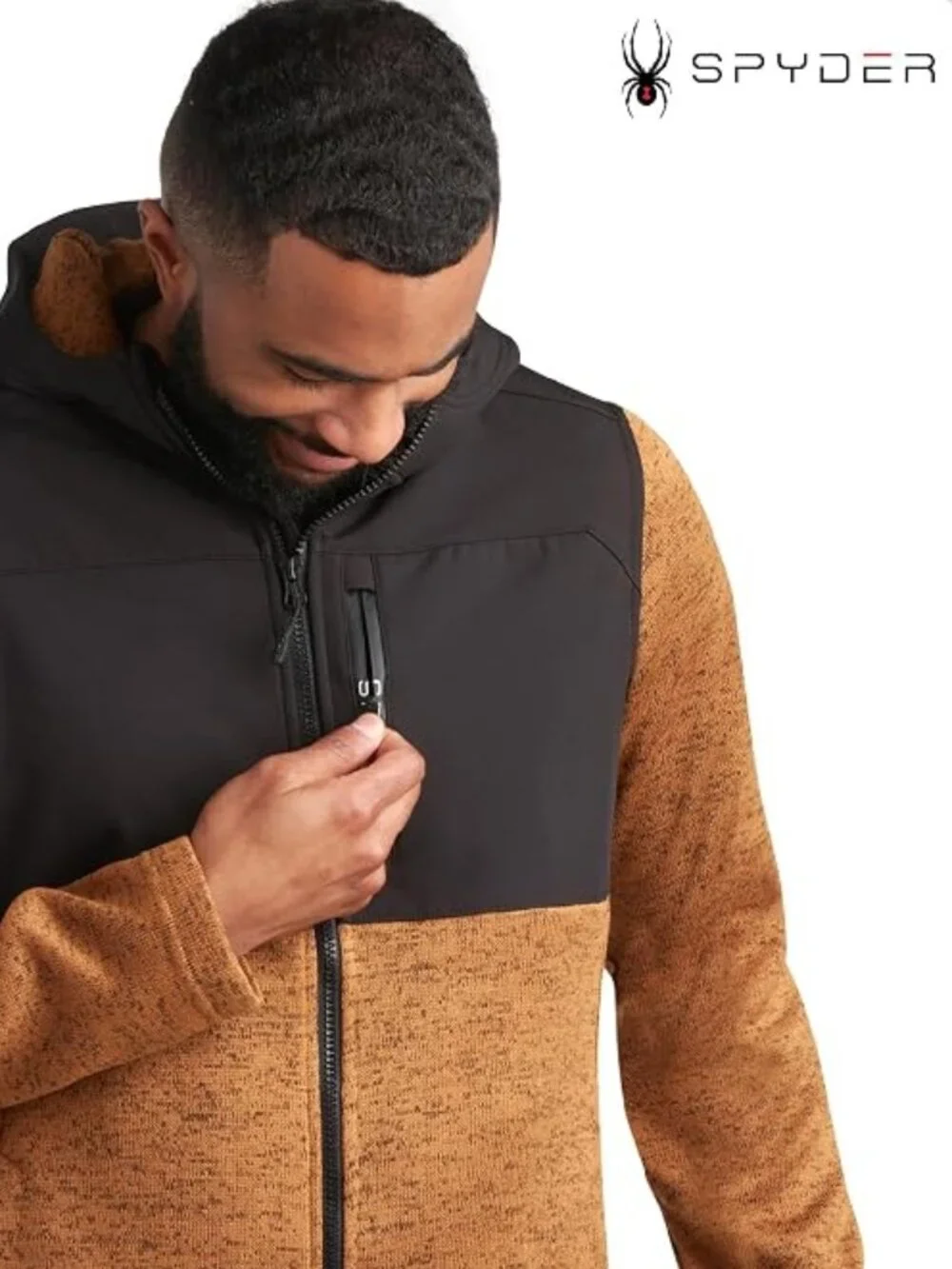 Spyder Men's Full Zip Fleece Hooded Jacket Performance Hiking Outdoor L, 23